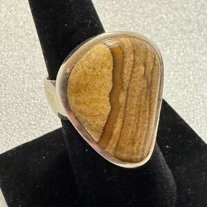 Picture Jasper & Sterling Silver Ring - Sz 7.5